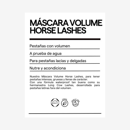 MÁSCARA WATERPROOF VOLUME HORSE LASHES